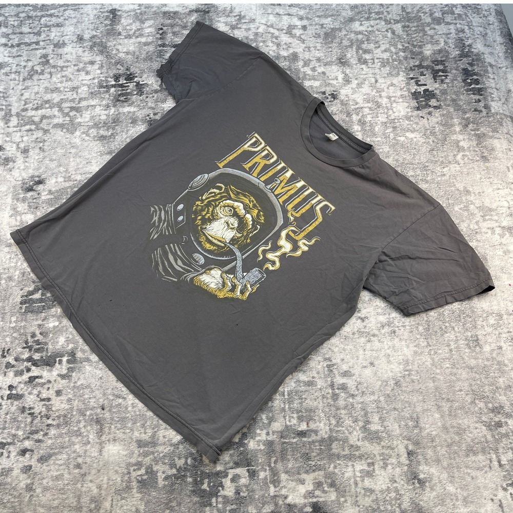 Vtg Primus Tour Shirt Mens 2XL Gray Astro Monkey Thrashed Grunge Rock Band Tee